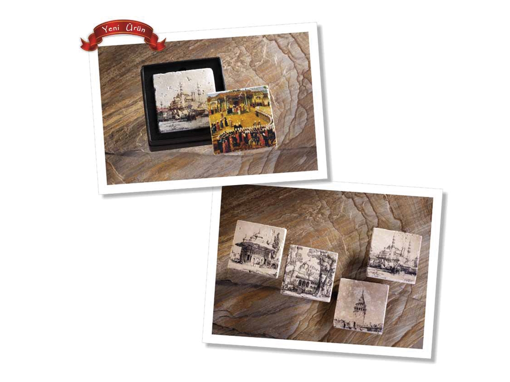 İkili Taş Bardak Altlığı